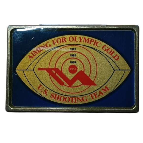 Los Angeles 1984 US Olympic Shooting Team Brass Belt Buckle California 3.4" x 2" - Picture 5 of 8